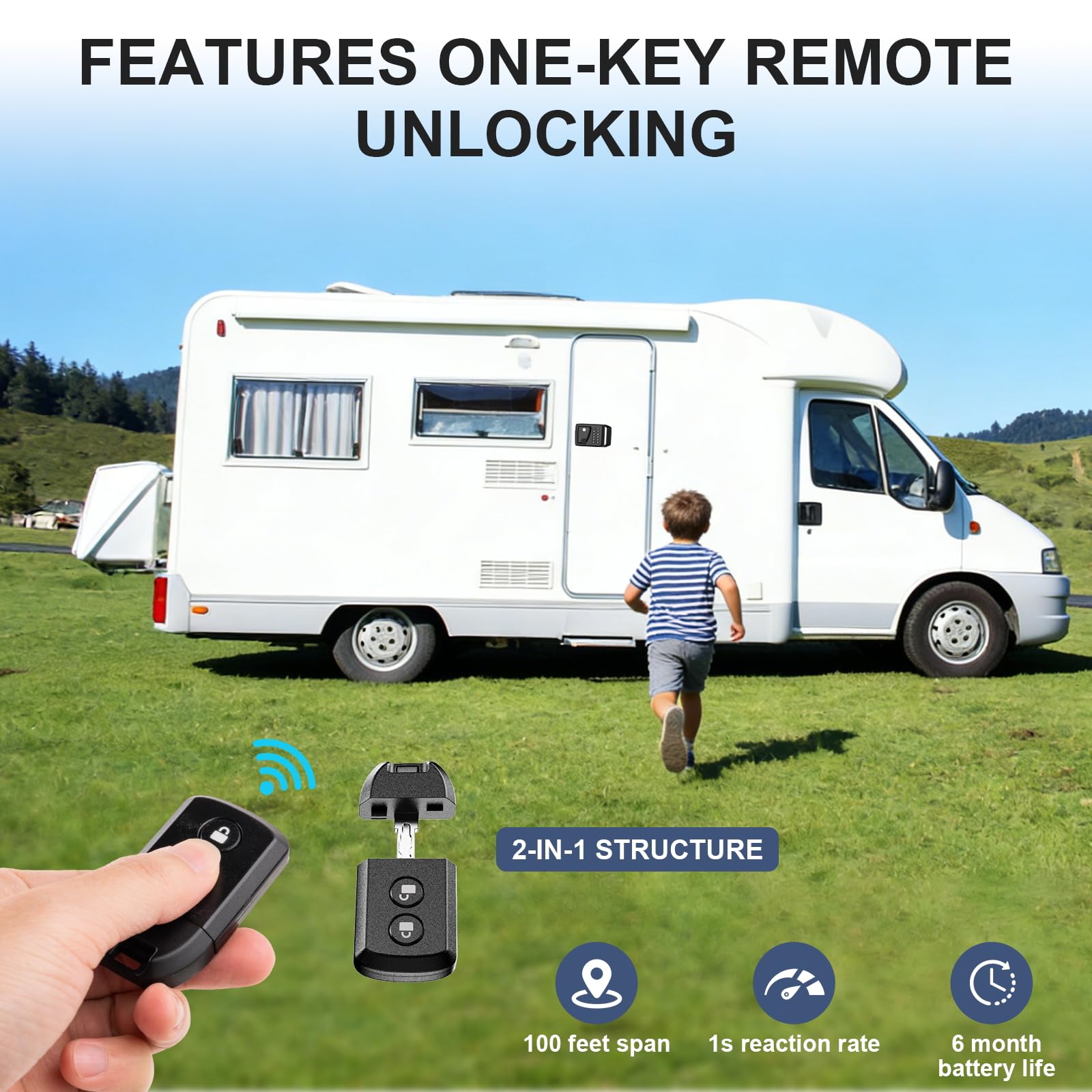 KACOLA RV door lock metal frame and durable build for outdoor use.