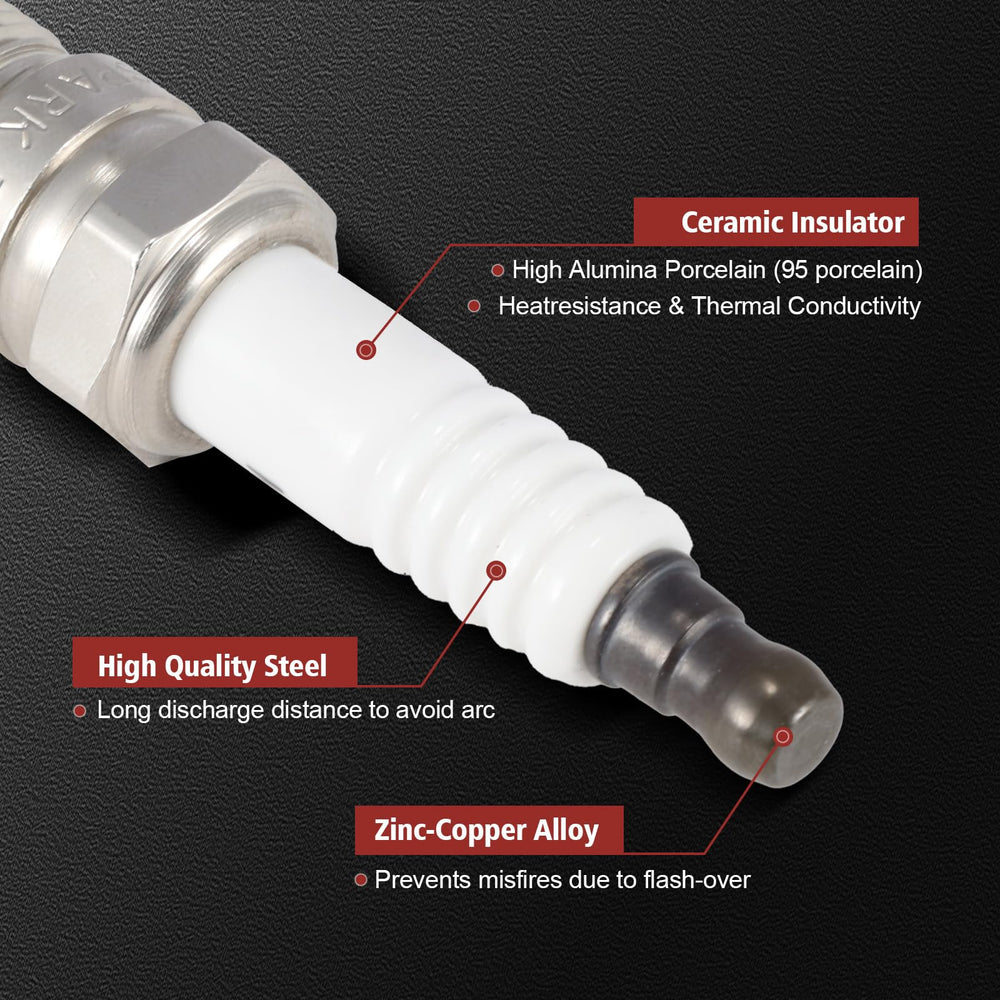 Kacuyelin iridium-platinum spark plugs top view emphasizing 90% platinum content.