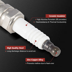 Kacuyelin iridium-platinum spark plugs top view emphasizing 90% platinum content.