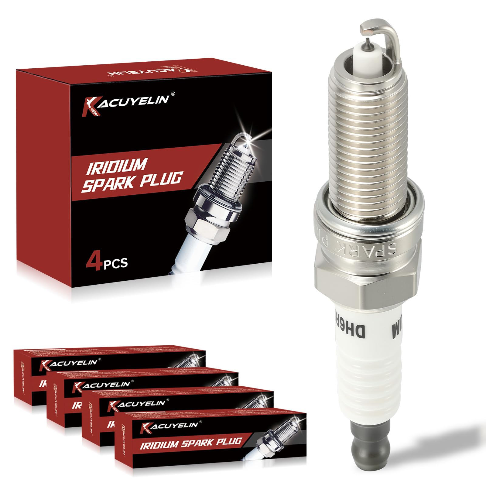 KacuYelin Iridium spark plugs close-up, installation kit included