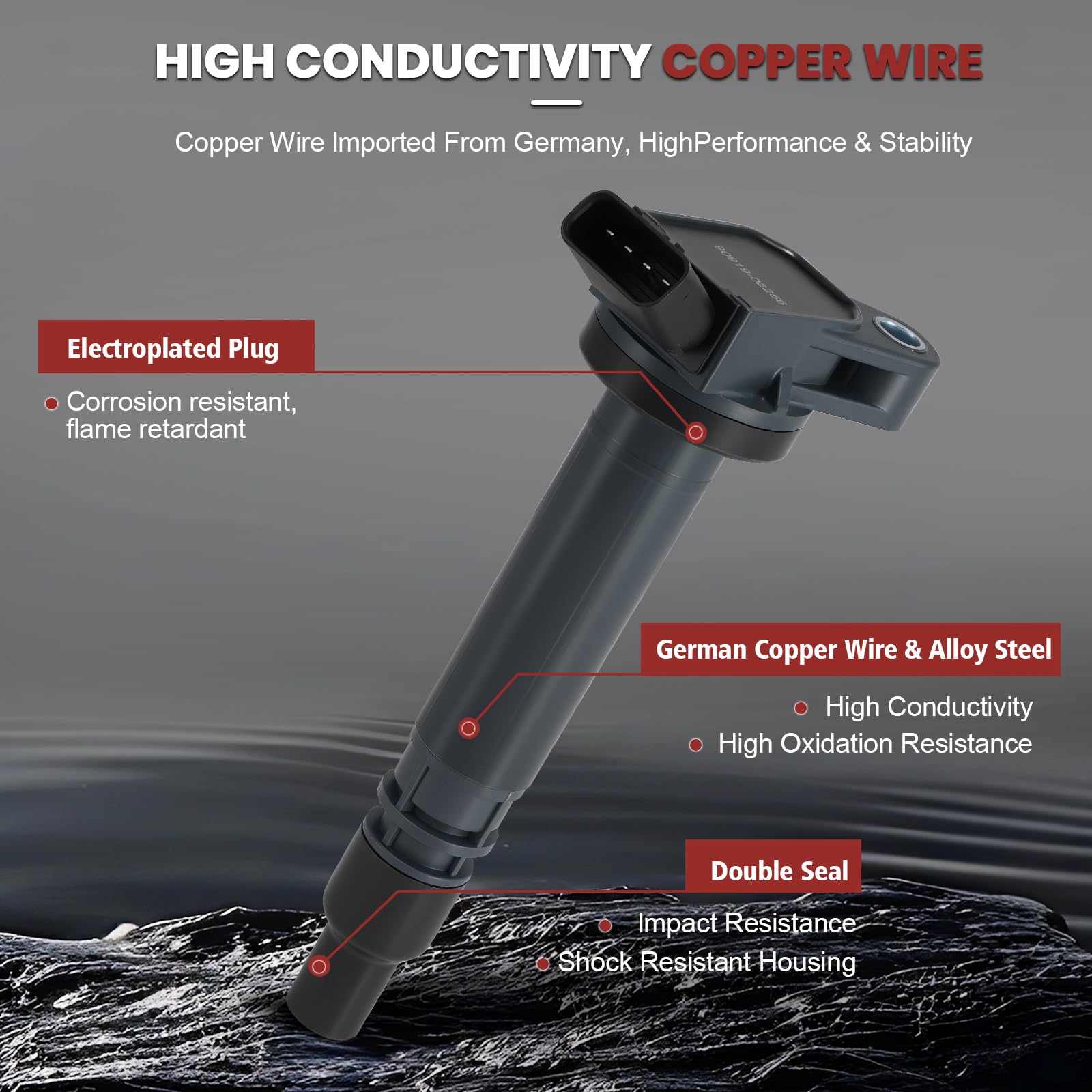 KacuYelin iridium spark plug electrodes detail emphasizing high-temperature resistance