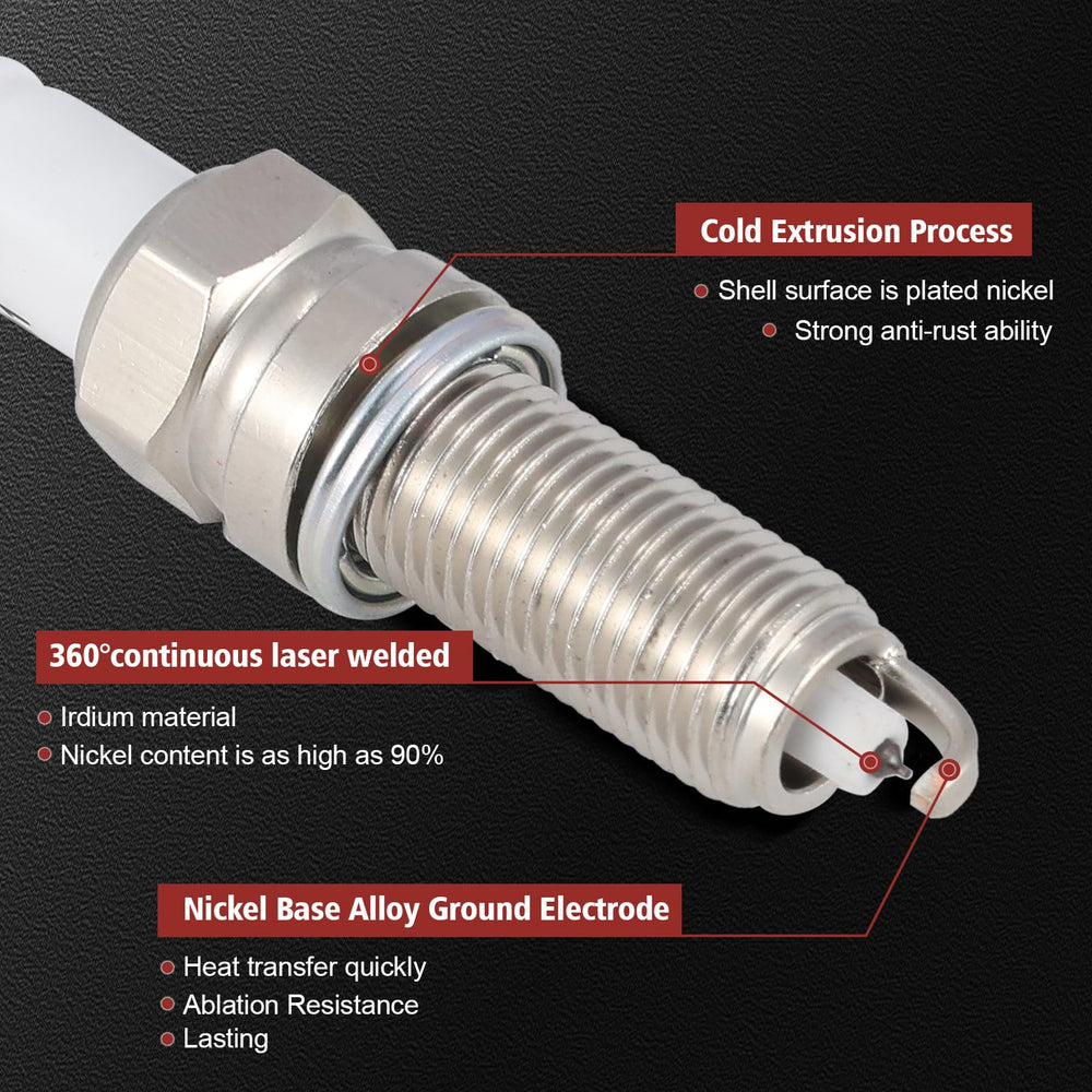 KacuYelin UF535 iridium spark plugs closeup with focused ignition spark