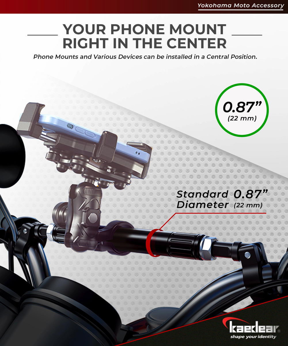 Kaedear KDR-HB2 slight-bend compatibility shows easy mounting on curved handlebars.