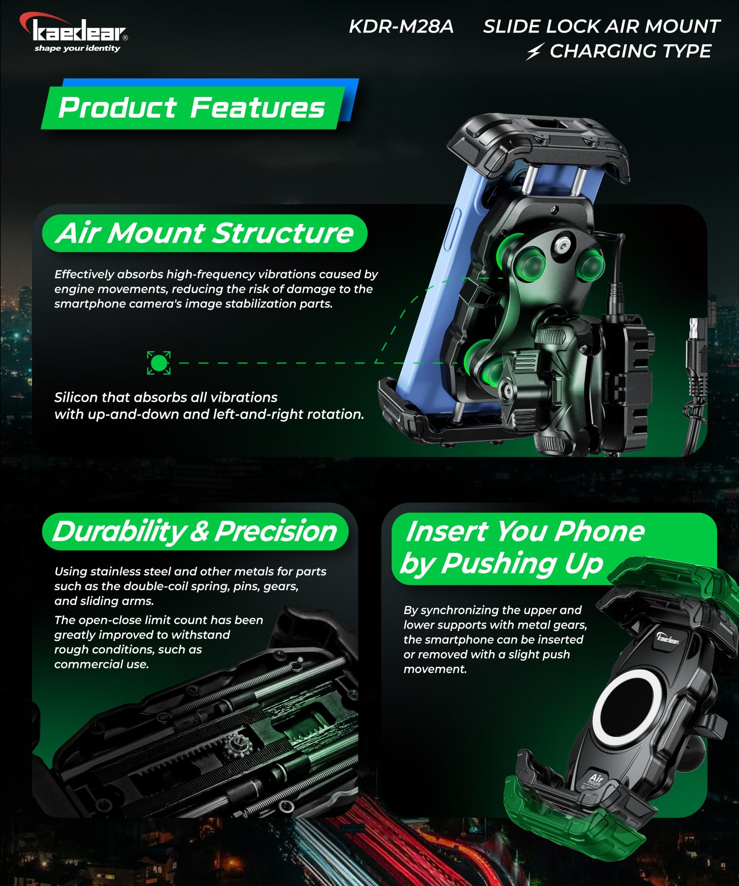 Kaedear KDR-M28A intermediate mount provides security and easy detachment