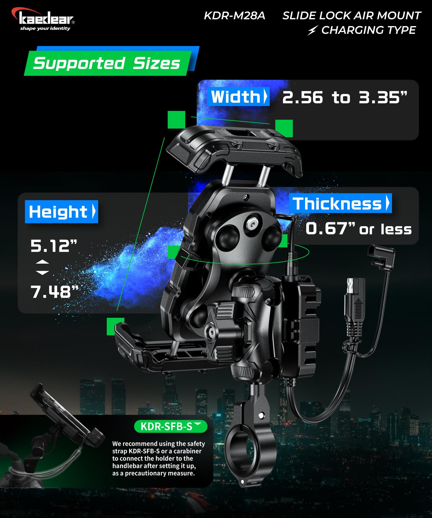 Kaedear KDR-M28A quick-release locking keeps phone secure on rides