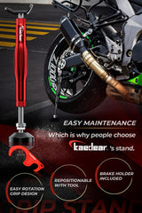 Kaedear KDR-ST1 brake holder secures the wheel for precise cleaning.