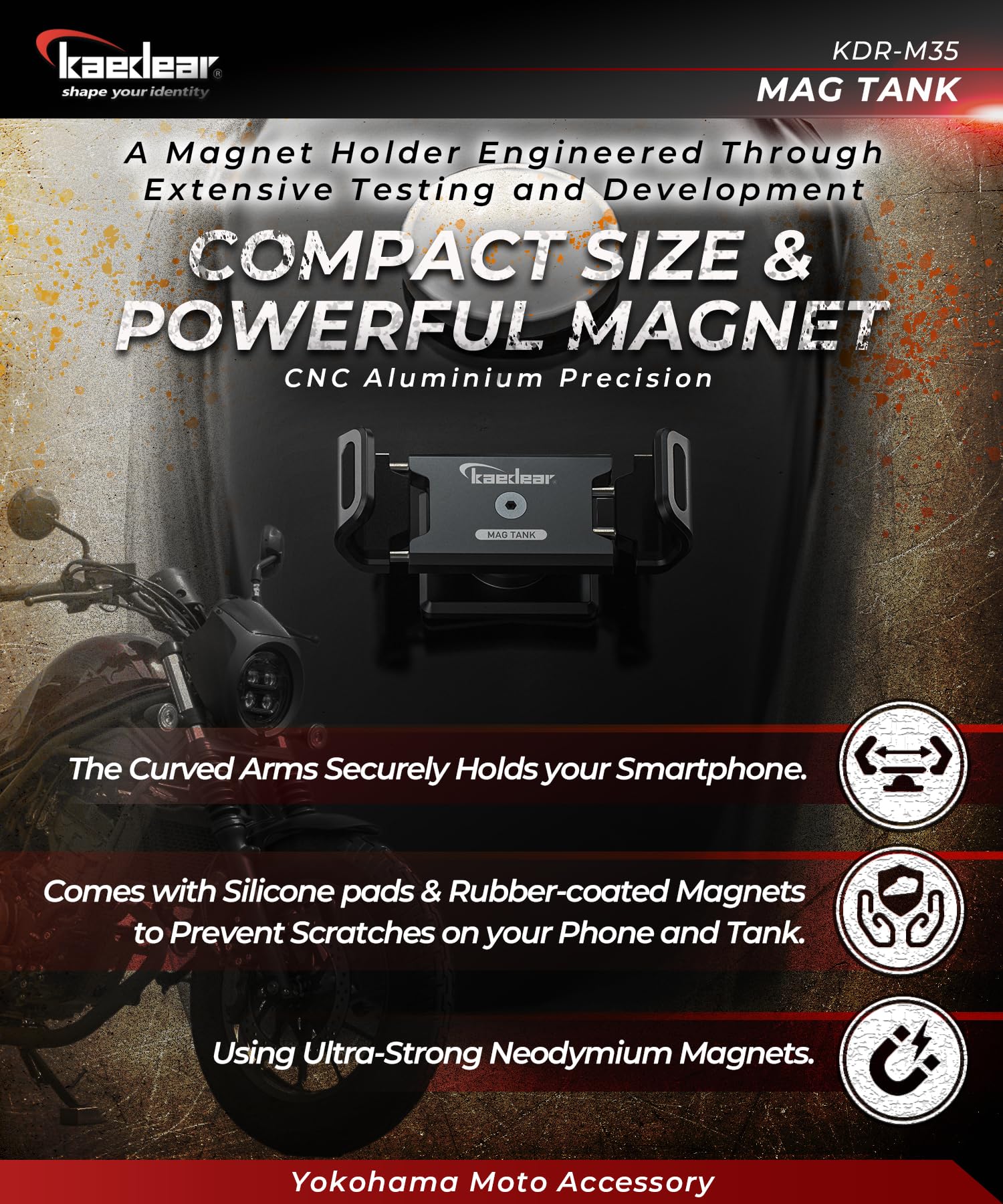 Kaedear Mag Tank 360-degree ball joint enables precise phone angles.