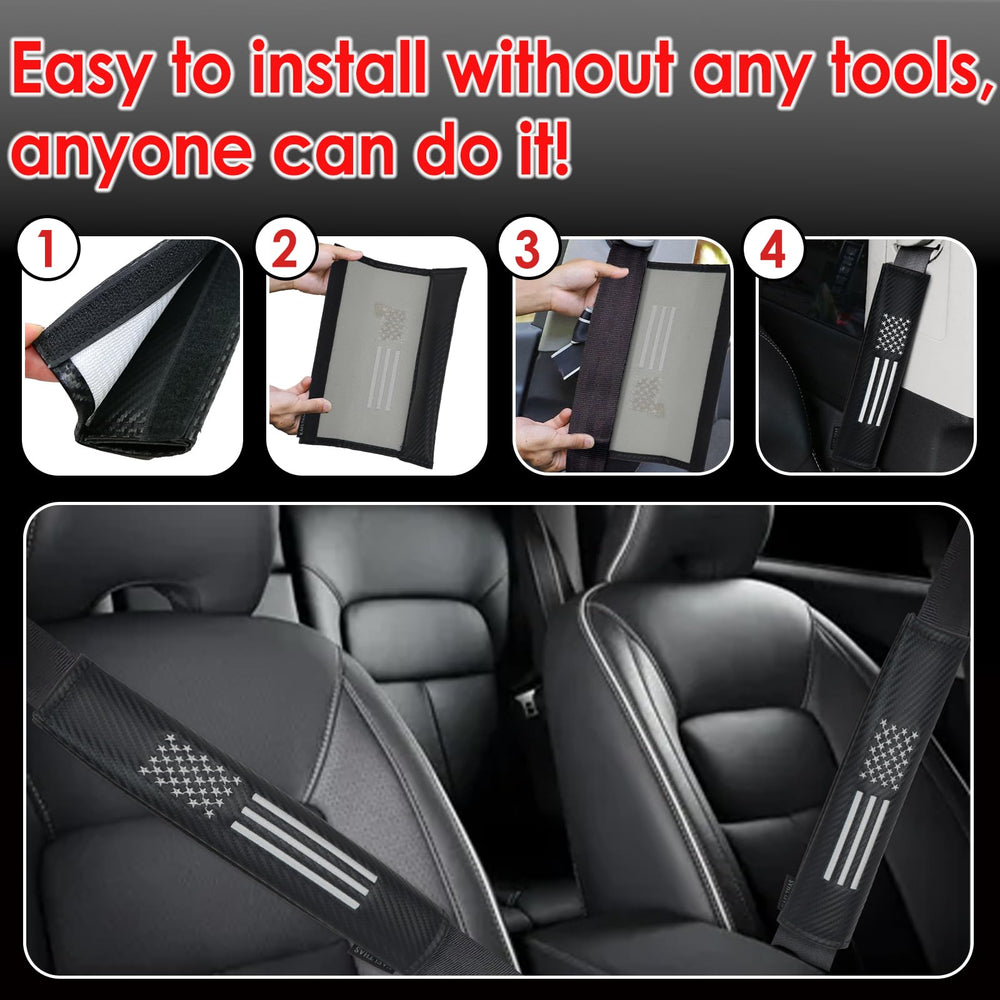 KAELTHAS car interior accent blends carbon fiber and patriot theme.