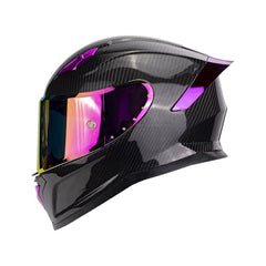 kaese carbon fiber full-face helmet with spoiler purple light front view for sport riding