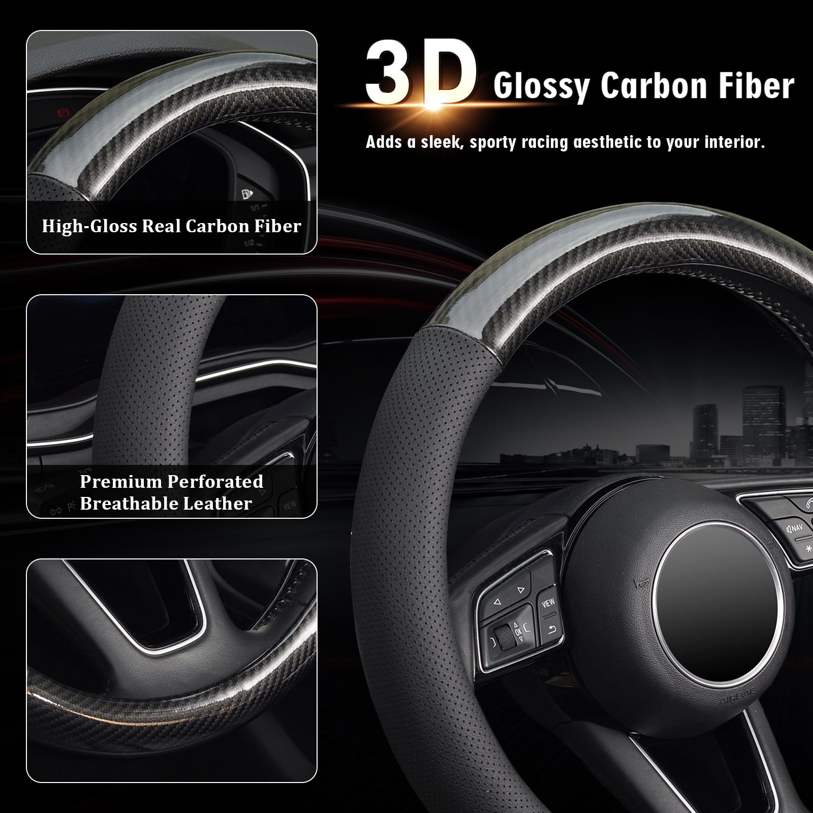 Kafek breathable microfiber leather texture provides a cool, comfortable grip for daily drives
