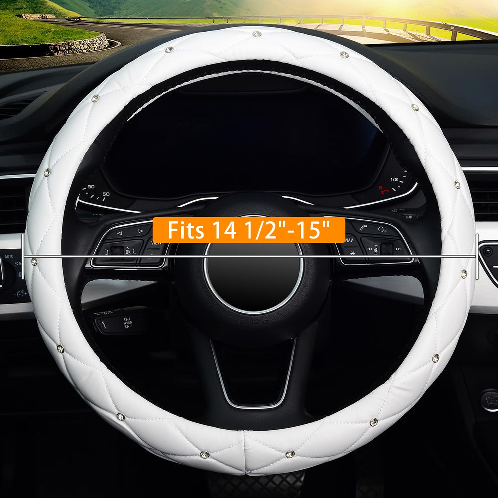 Kafek steering wheel cover with crystal rhinestones adding sparkle and improved handling