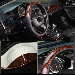 KAFEEK wood grain decor elevates interior style while protecting the wheel