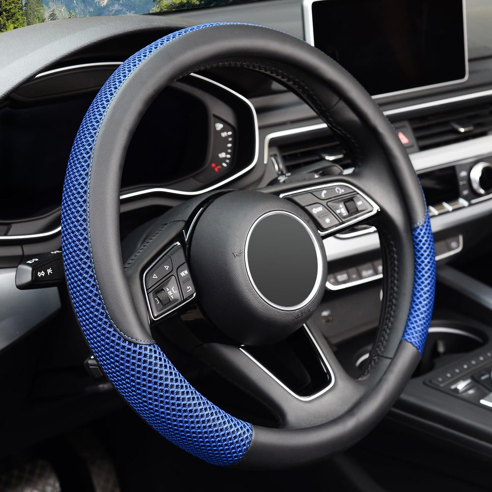 KAFEEK steering wheel cover for 15-inch universal fit with premium grip.