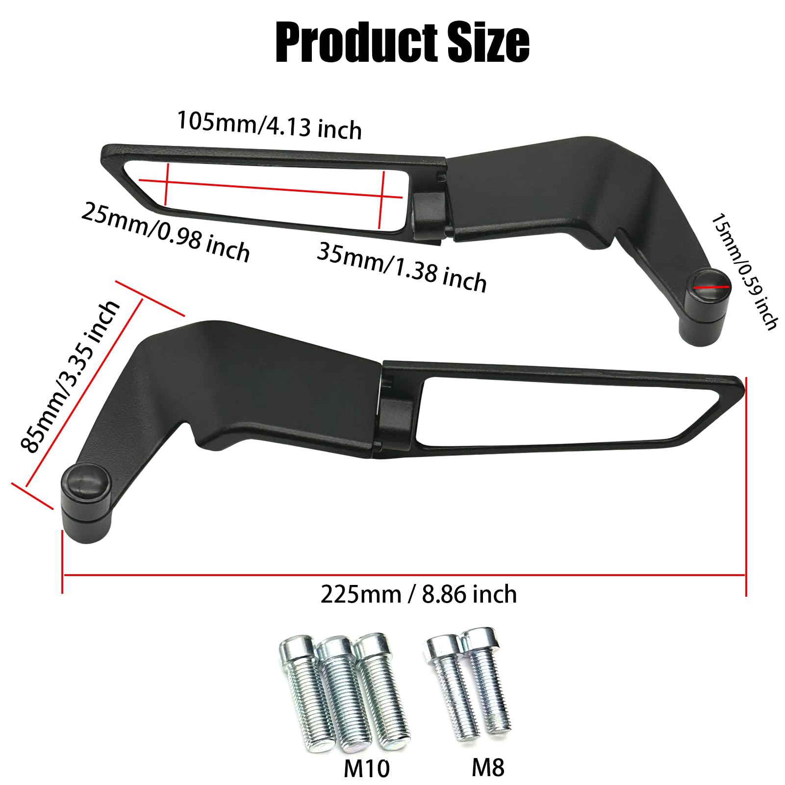 KaiQIVEM stealth mirror folded flat for aerodynamic profile.
