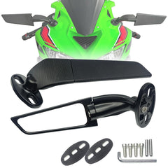 KAIQIVEM stealth wind-wing mirrors on a Kawasaki Ninja 650 for enhanced rear visibility
