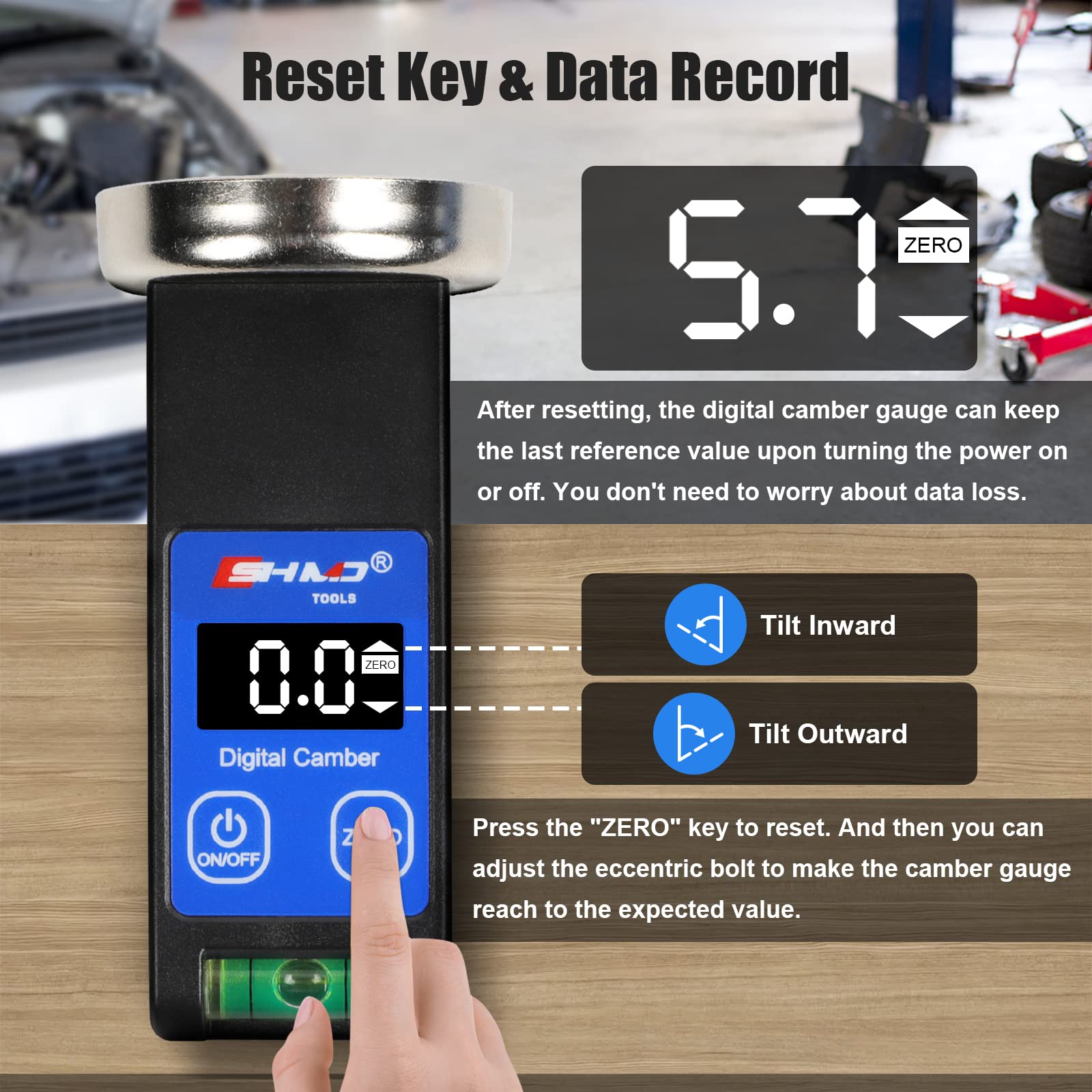KAISAL wide-range gauge measures from -90 to +90 degrees.