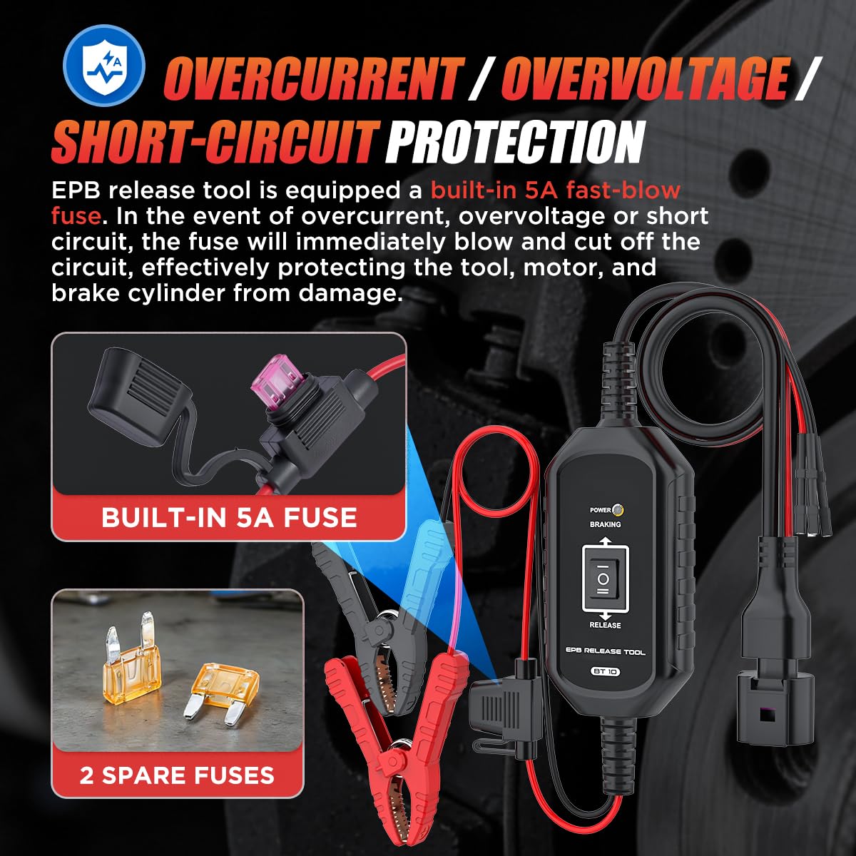 KAISAL EPB Release Tool operation steps guide for simple brake release and reset.