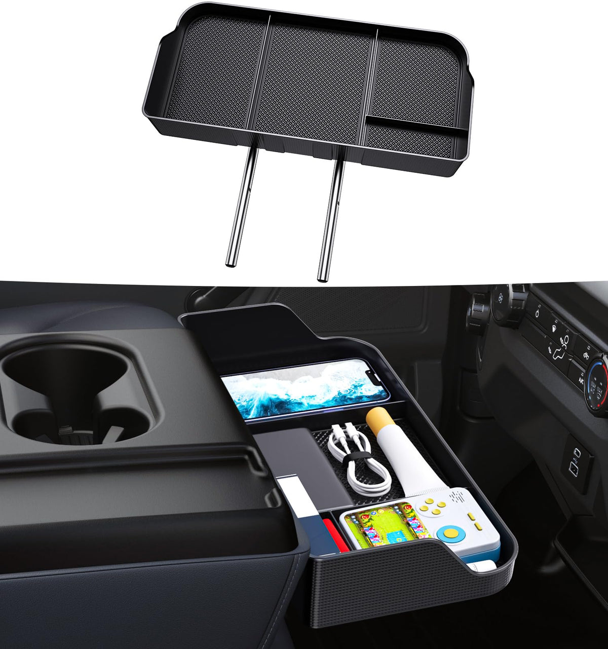 Kaishengyuan jump seat headrest organizer tray for Ford F-Series keeps small items organized on the go