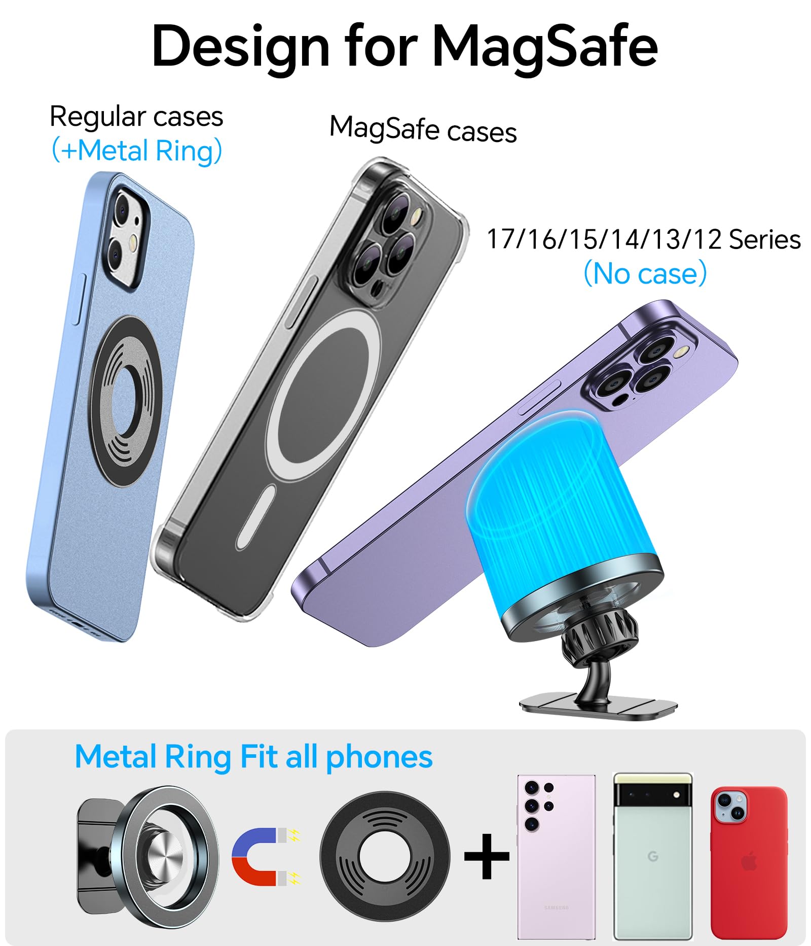 Kaistyle Android support via metal rings for non-MagSafe phones