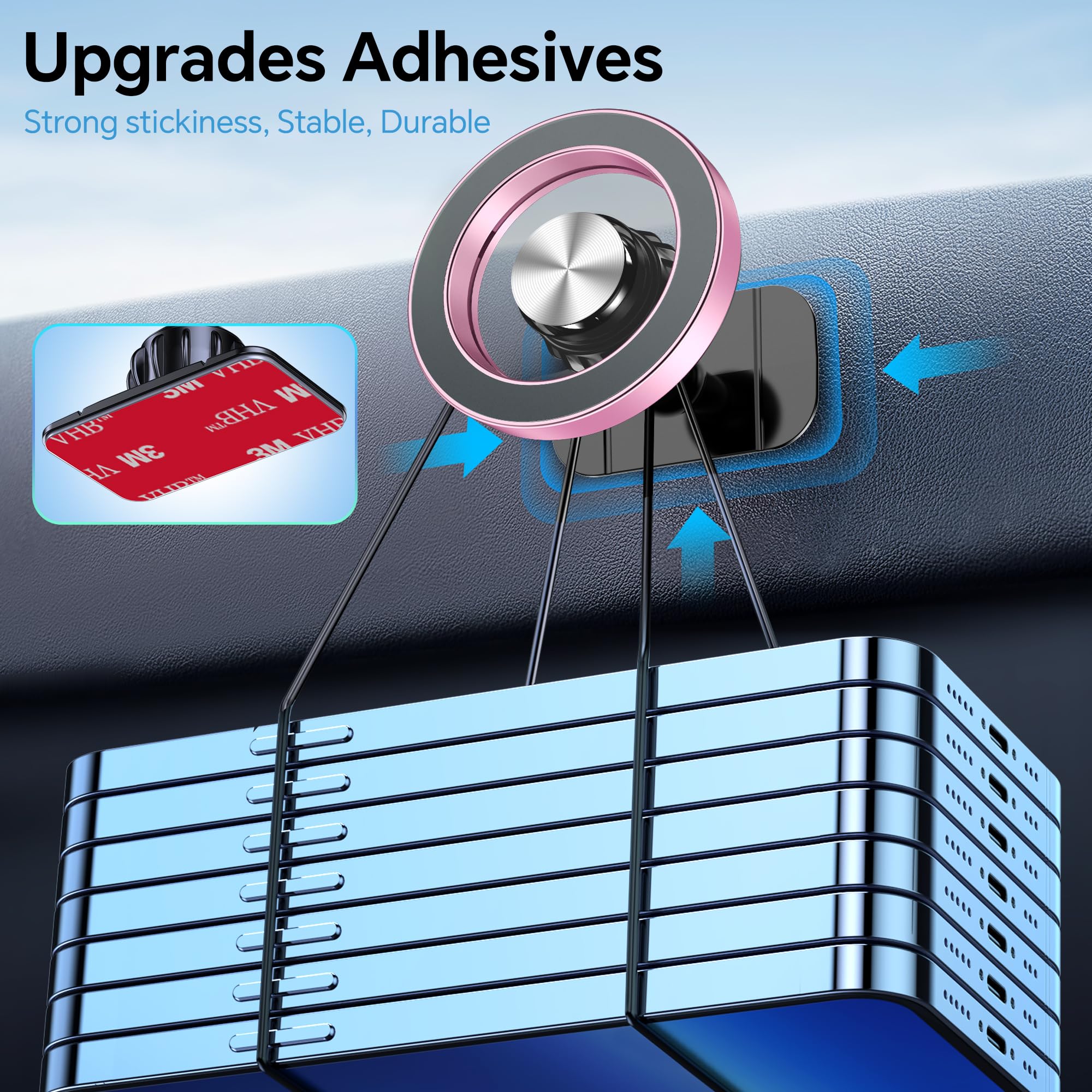 Kaistyle MagSafe car mount with 360-degree rotation for ideal angles.