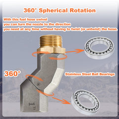 KALAGEEN zinc alloy fuel swivel endures high temperatures with rust resistance