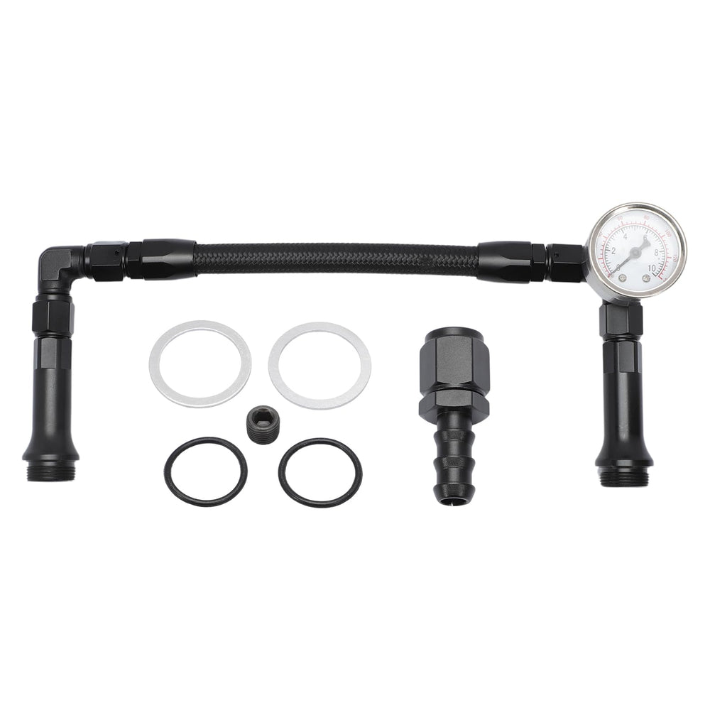 Kaloeou braided AN6 dual feed fuel line front view showing precise fit for Holley 4150