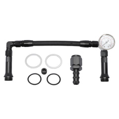 Kaloeou braided AN6 dual feed fuel line front view showing precise fit for Holley 4150