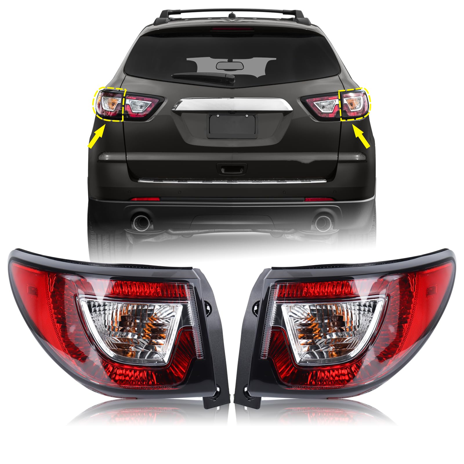 KAMDKI Chevy Traverse tail light left with bulbs enhances daytime visibility