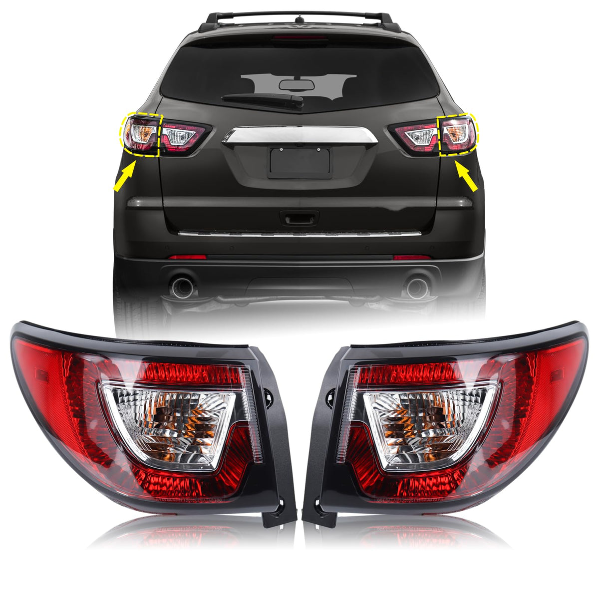 KAMDKI Chevy Traverse tail light left with bulbs enhances daytime visibility