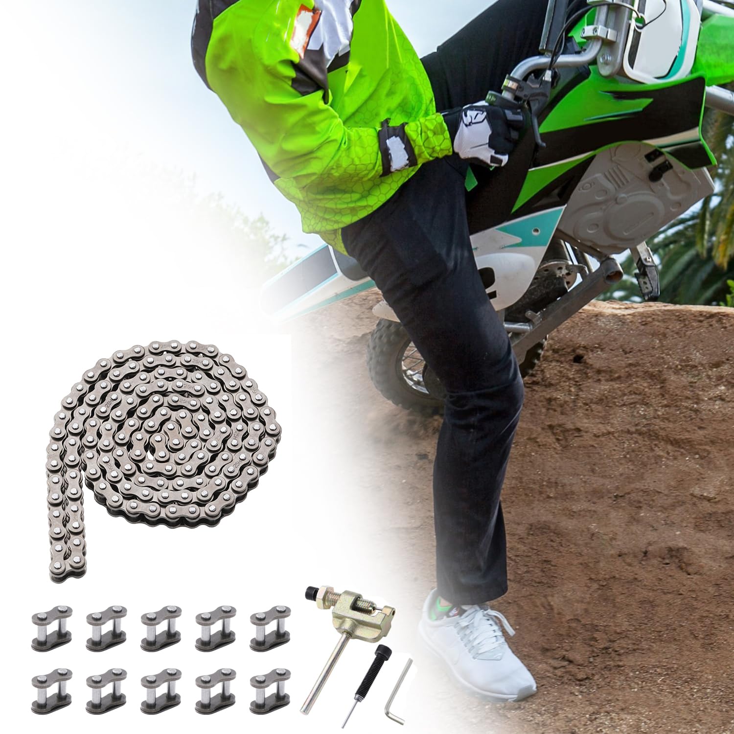 KAMIER 25H chain master links enable quick length adjustments.