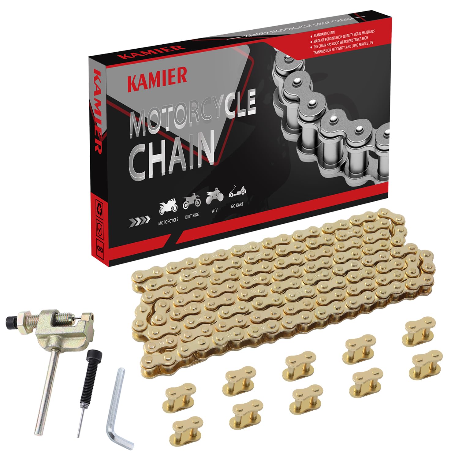 Kamier 35 drive chain 140 links in gold for reliable power transfer on mini bikes.