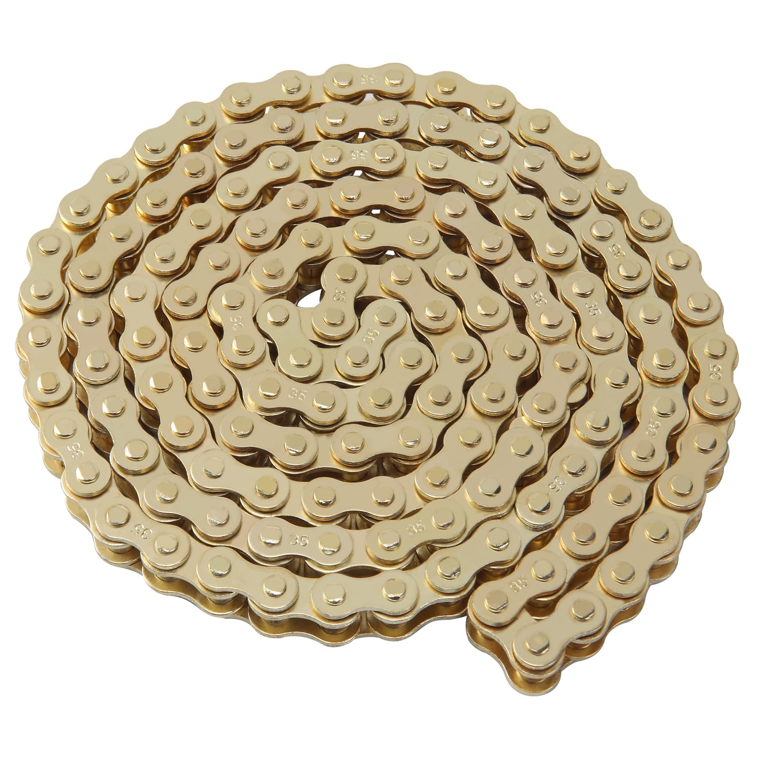 Kamier 35-drive-chain closeup shows durable gold finish.