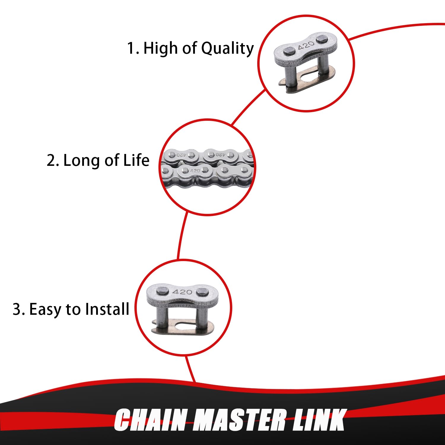 KAMIER 420 chain in packaging showing complete parts.