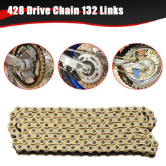 Kamier gold 428 chain on a dirt bike sprocket demonstrates compatibility.