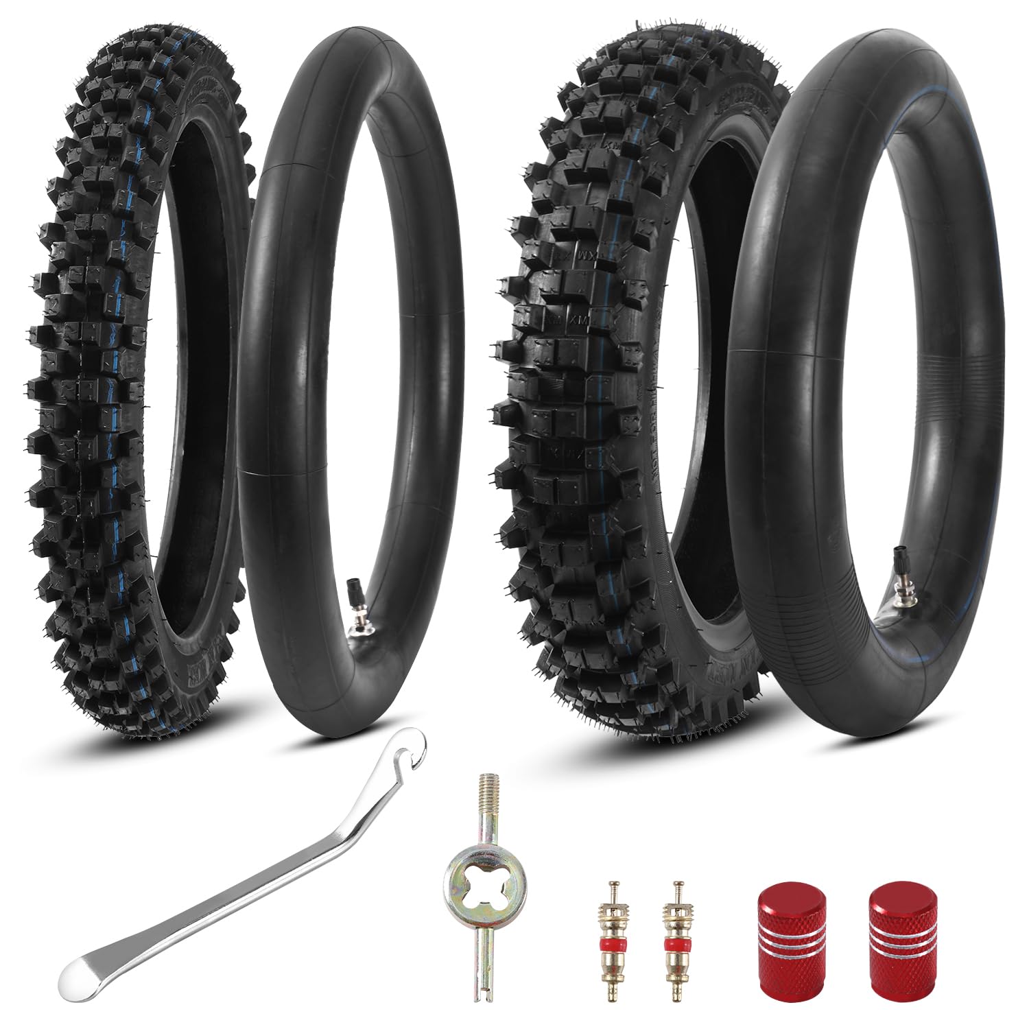KAMIER rear tire 80-100-12 on 12-inch rim showing rugged grip and stability