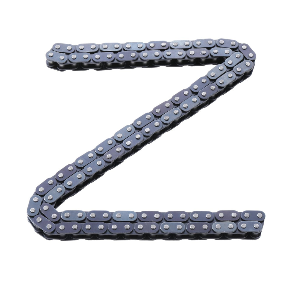 Kamier T8F 134-links chain laid out beside tools for maintenance