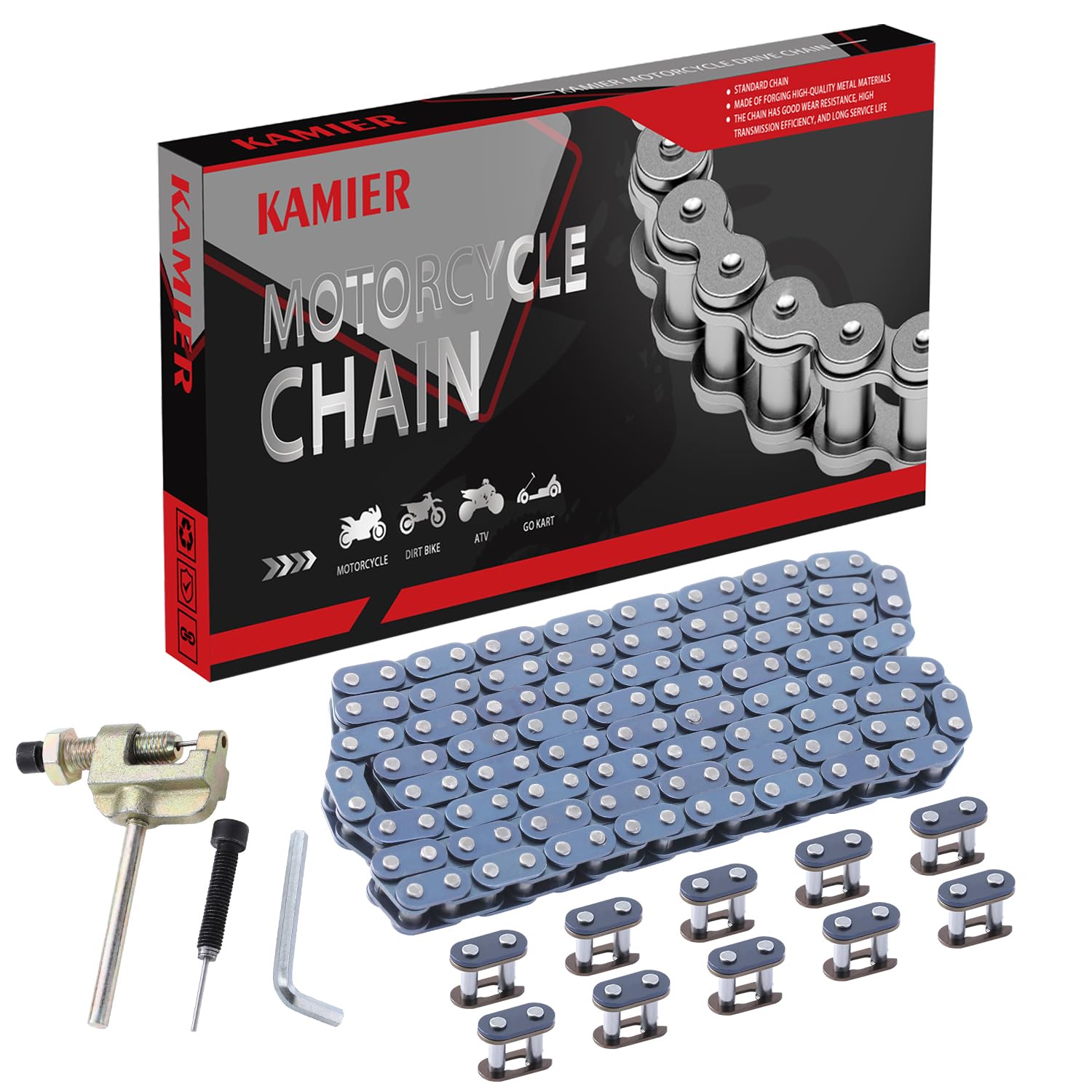 KAMIER T8F drive chain 134 links for 49cc-50cc dirt bikes, durable performance