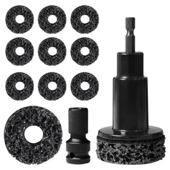 Kamrexi wheel hub cleaning tool kit on workbench for easy auto maintenance.