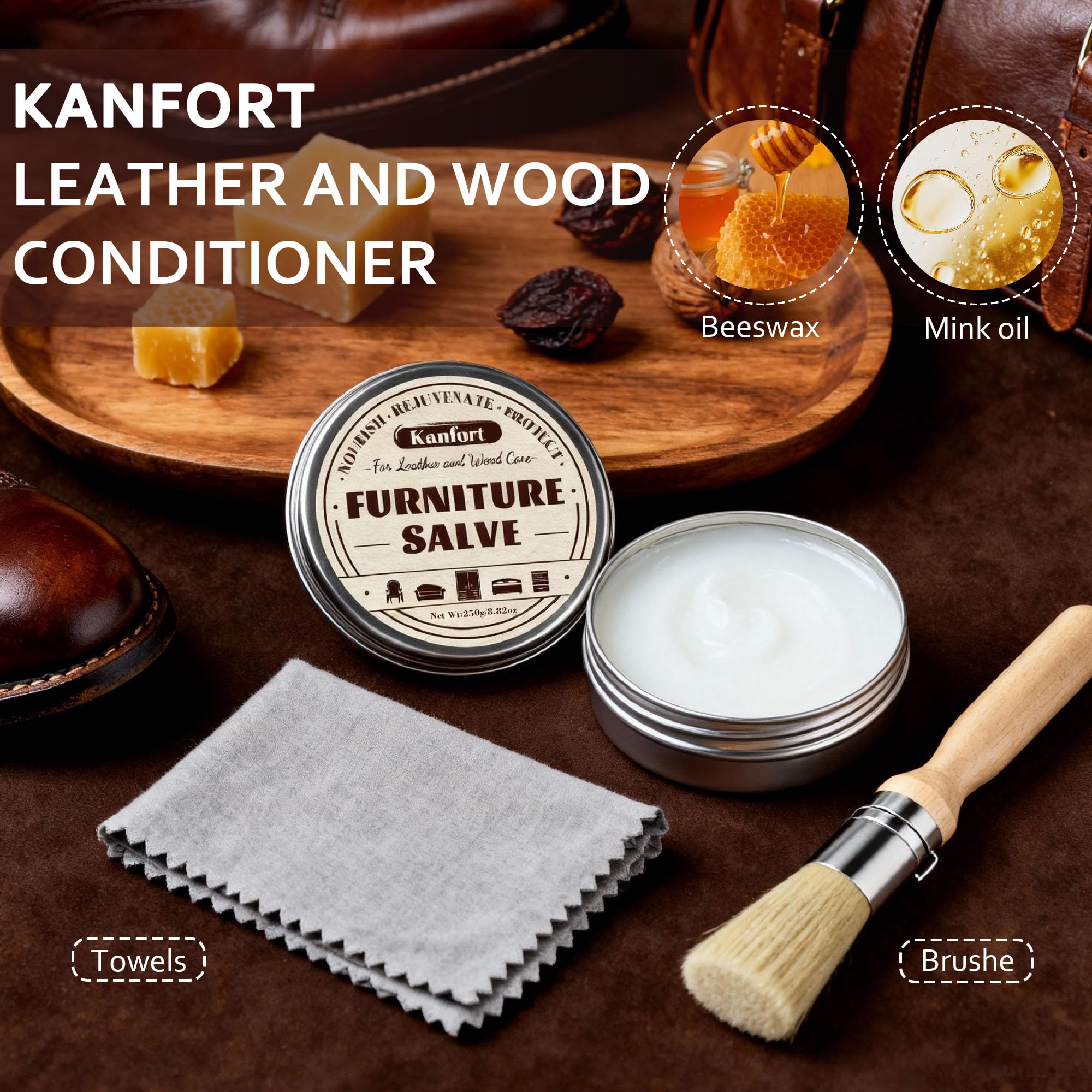 Kanfort Leather Repair Salve on a leather couch helps prevent cracking.