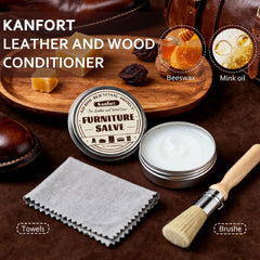 Kanfort Leather Repair Salve on a leather couch helps prevent cracking.