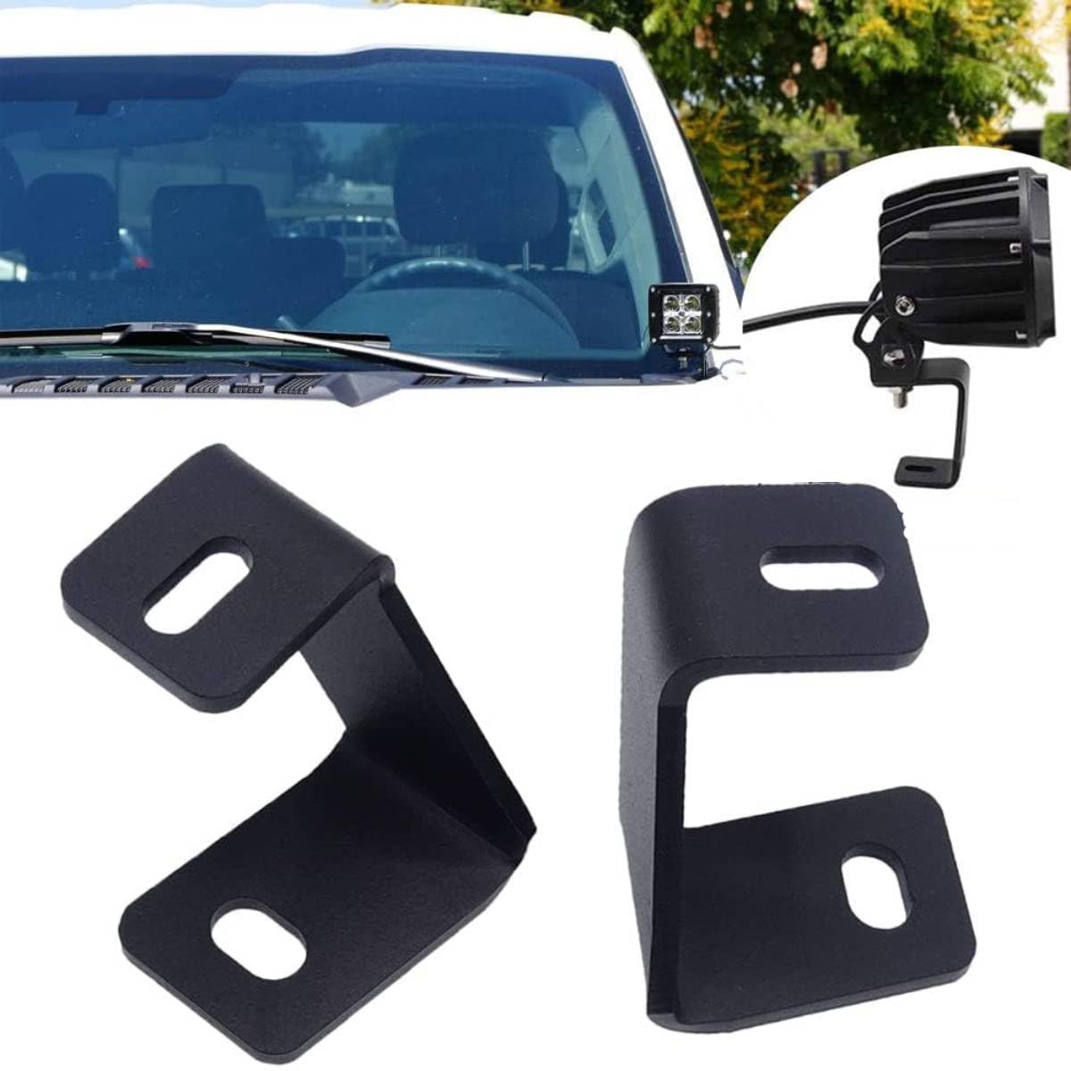 KANGIKX F150 hood light mount bracket front view enhances night visibility with sturdy aluminum design