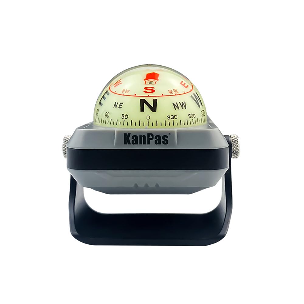 KanPas V-39-L dashboard ball compass mounted on car dash for precise orientation.
