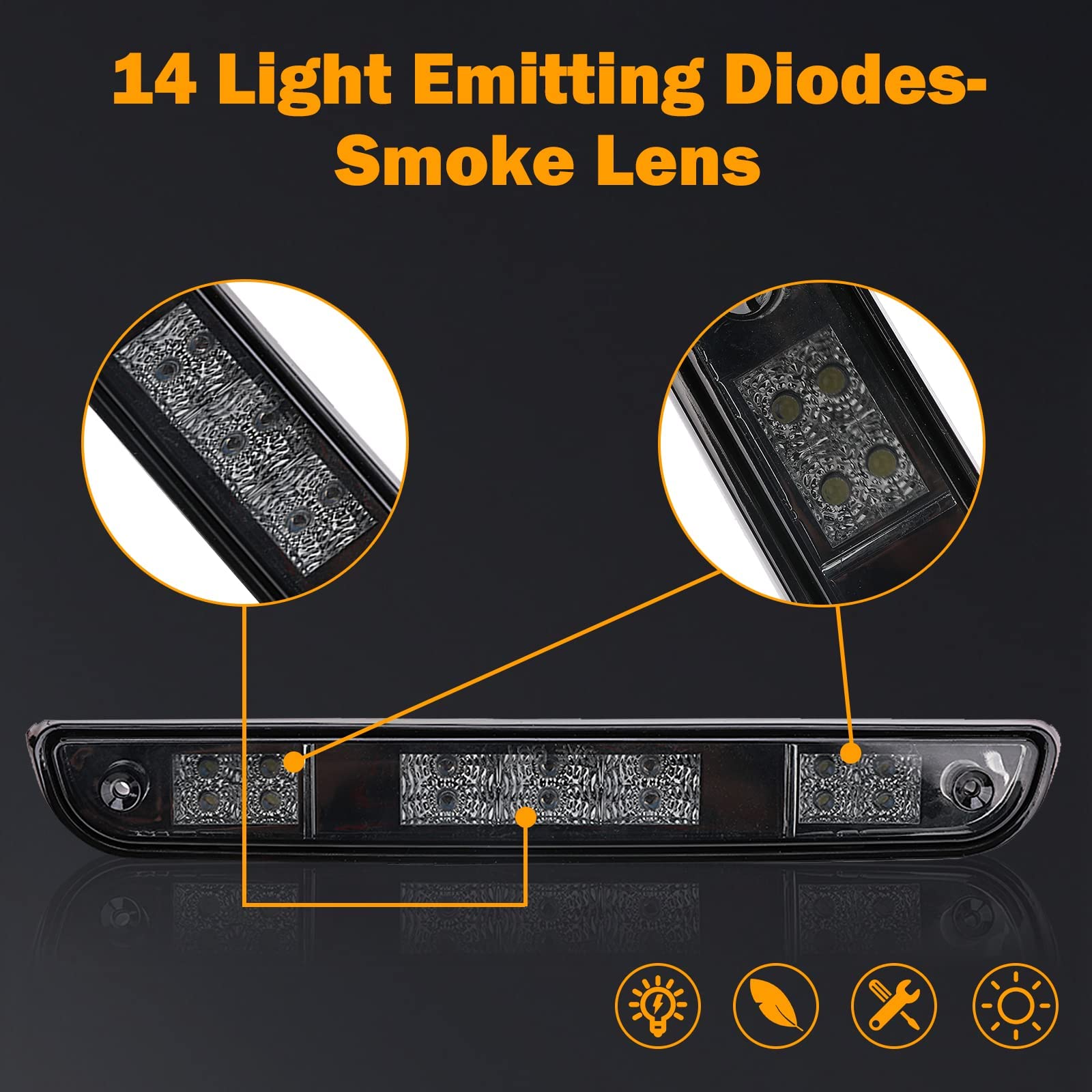 KanSmart LED 3rd brake light for Ford F-150 tail light enhances brake indication at night.