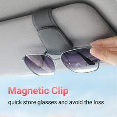 Leather detail on KanSmart holder protects glasses and car interior.
