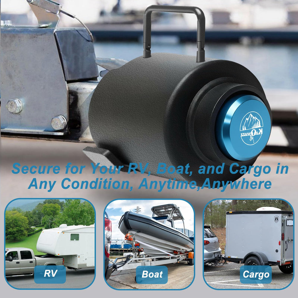 Kaowuzz lock near safety chains illustrating overall trailer security