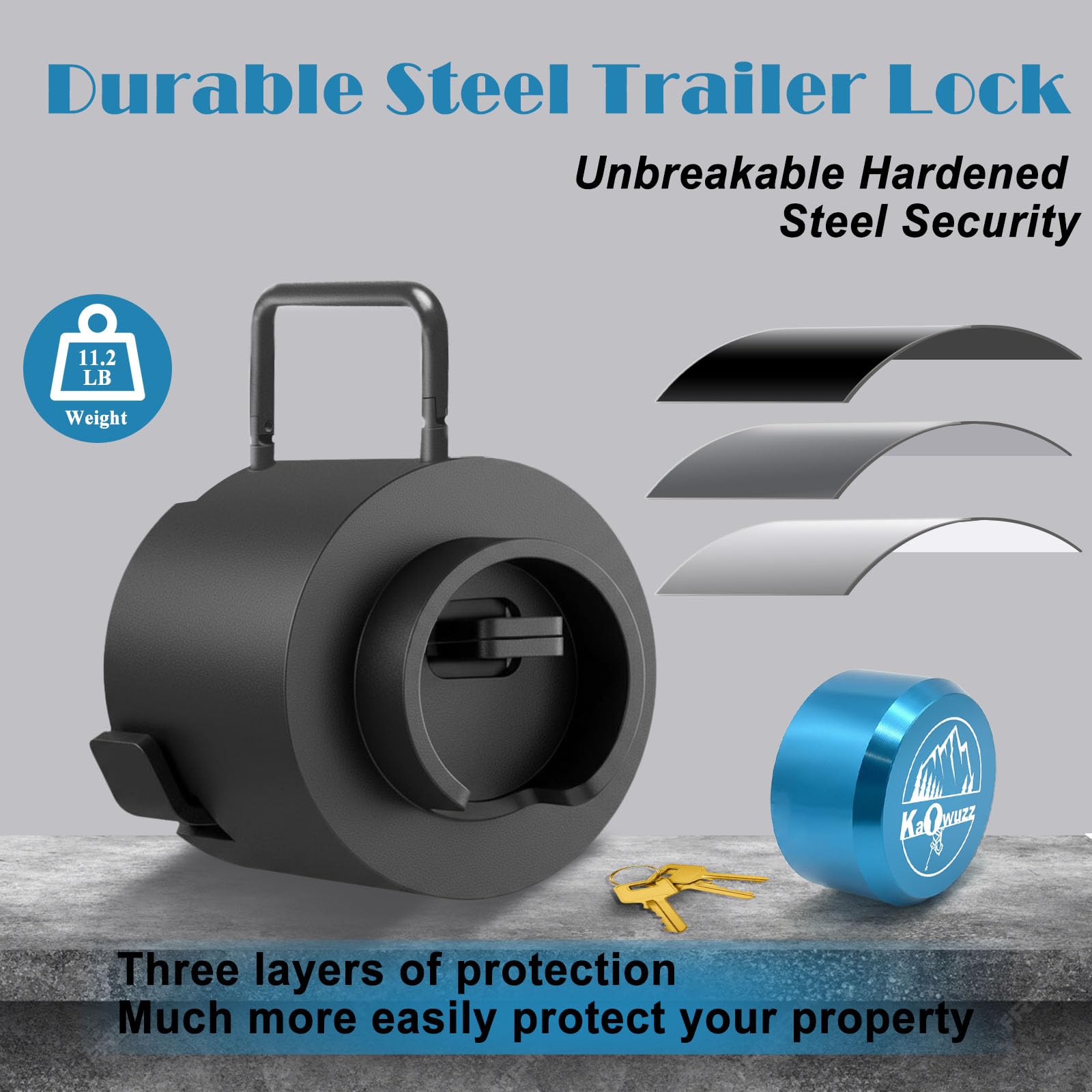 Kaowuzz lock with heavy steel housing for robust protection