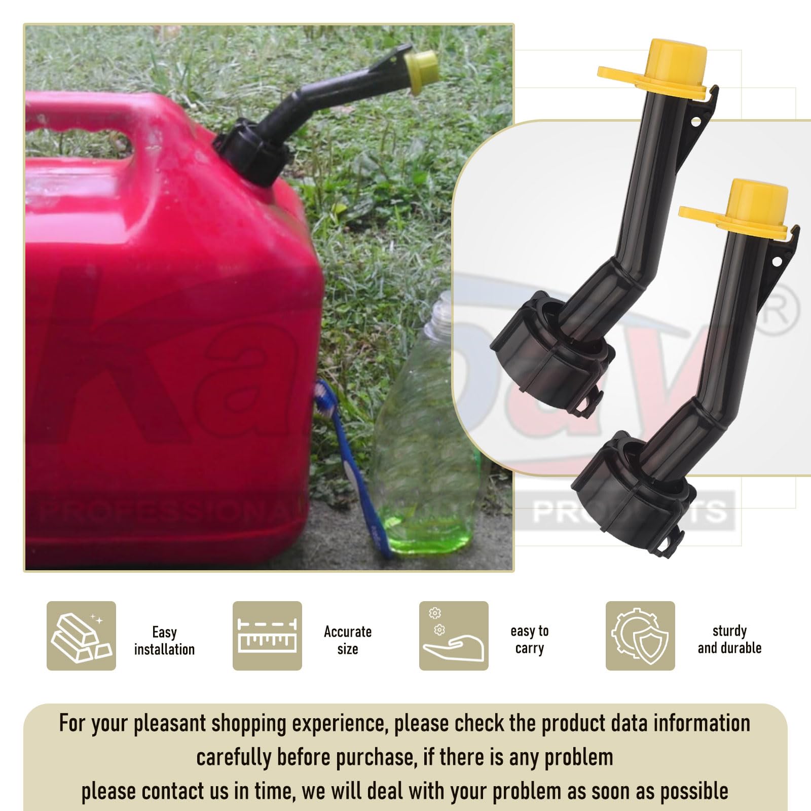 Karbay safety locking nozzle tip for controlled pouring and spill reduction.