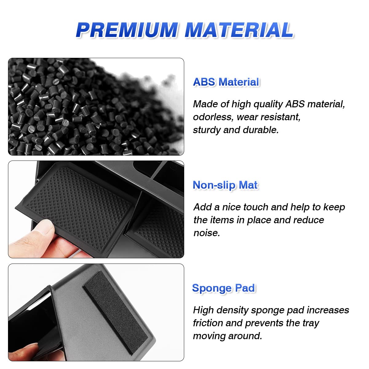 Karltys compact durable ABS console insert fits Golf MK8 securely.