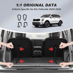 Karltys assembly of envelope-style cargo net for Kia Telluride simplifies setup.