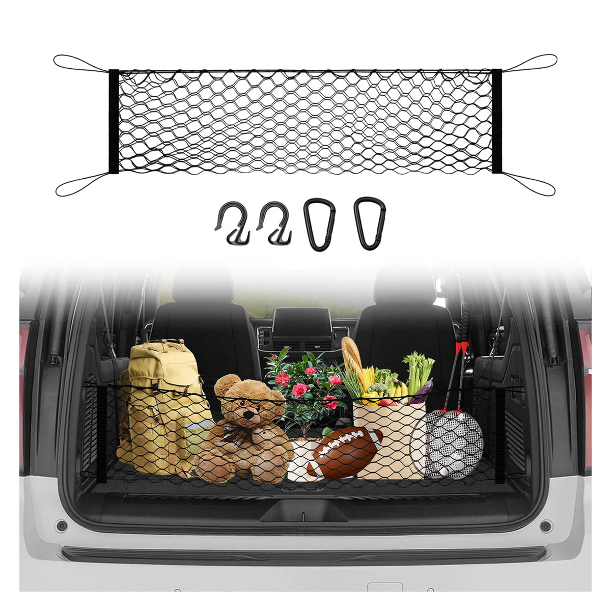 Karltys envelope-style cargo net fits Tahoe for secure trunk organization.